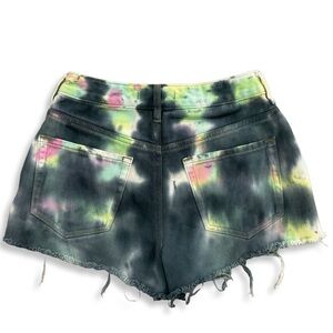 PacSun Shorts Womens 24 High‎ Rise Festival Tie Dye Denim Blue Green Cut Offs